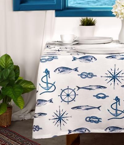 Cotton Collection  Masa Örtüsü Deniz Rotası  140x180
