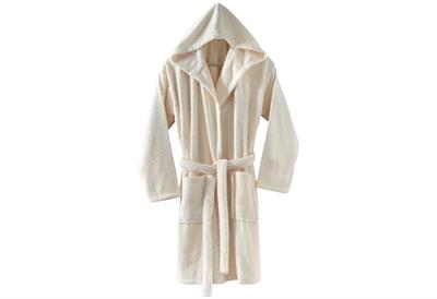 Menderes Home Cotton Collection Bukle Medium Kapşonlu Bornoz Düz Krem
