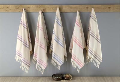 Menderes Home Cotton Collection Bukle Peştamal Havlu Çizgili Saçaklı Kre-Ora