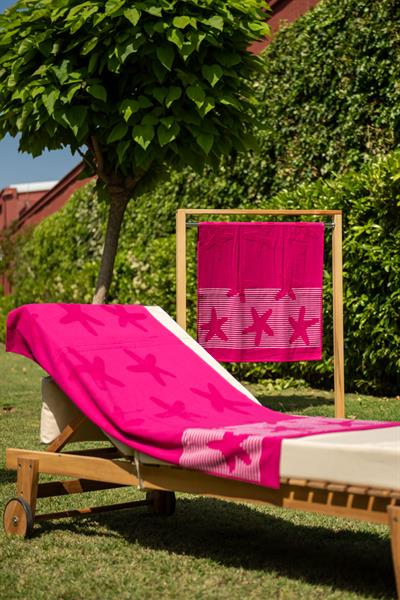 Menderes Home Cotton Collection Bukle Plaj Havlusu Yıldız Fuşya