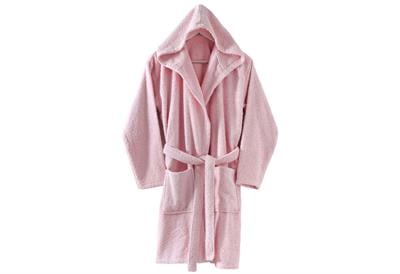 Menderes Home Cotton Collection Bukle Small Kapşonlu Bornoz Düz Pembe