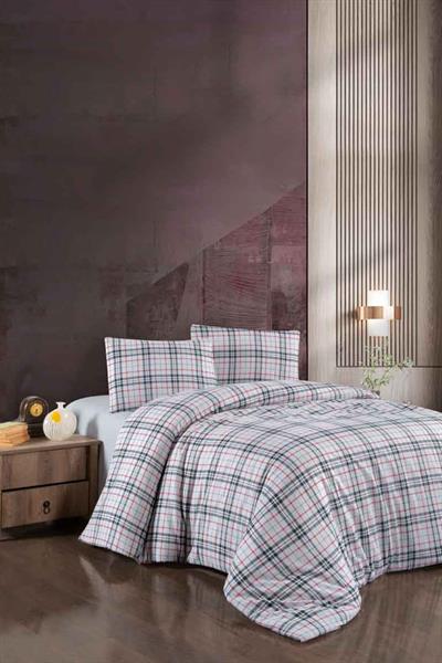 Menderes Home Cotton Collection Flanel R Tek Kişilik Nevresim Takımı Black Red Plaid