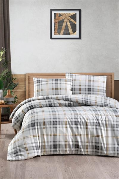 Menderes Home Cotton Collection Flanel Tek Kişilik Nevresim Takımı 1394 Gray Natur