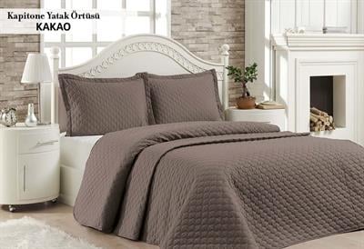 Menderes Home Cotton Collection Microfiber Tek Kişilik Kapitone Yatak Örtüsü Takımı Kakao