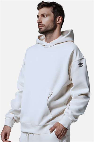 Scooter Kapşonlu Kanguru Cepli Ekru Erkek Sweatshirt M1518TE