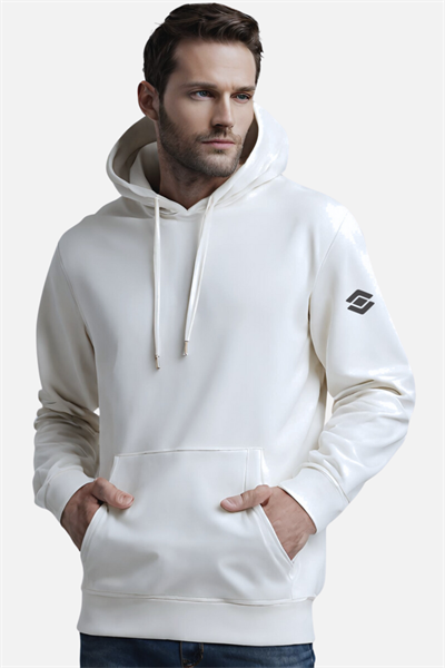 Scooter Kapşonlu Kanguru Cepli Ekru Erkek Sweatshirt M1518TE