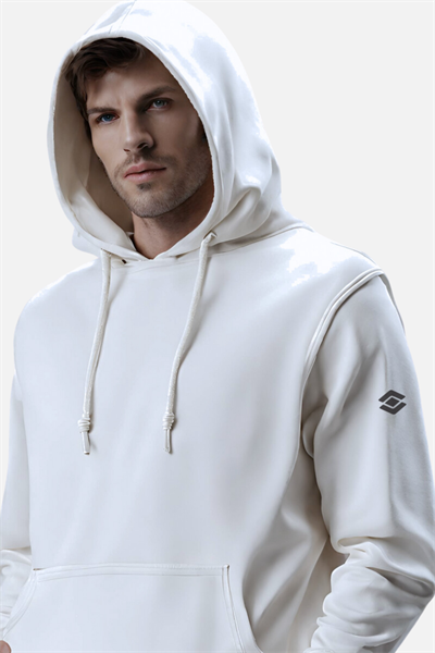 Scooter Kapşonlu Kanguru Cepli Ekru Erkek Sweatshirt M1518TE