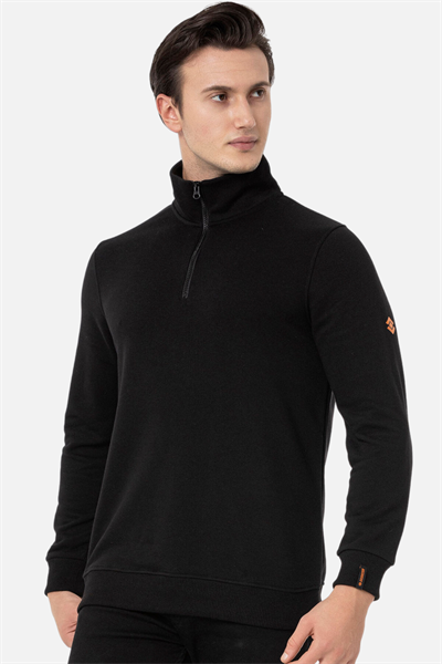 Scooter Yarım Fermuarlı Siyah Erkek Sweatshirt M1519TS