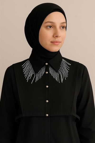 Işıtılı Gölge Gömlek Yakası - Siyah