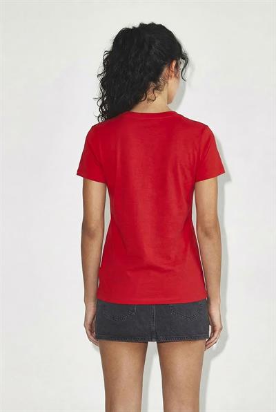 %100 Organik Pamuk Derin V Yakalı Comfort Fit T-Shirt 60602066 - Kırmızı