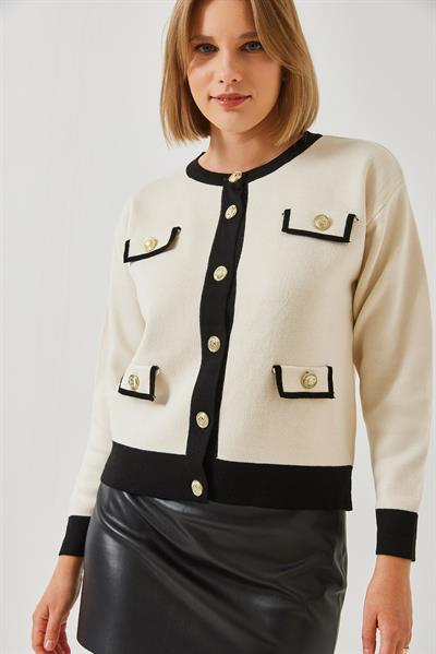 4 Cep Kapaklı Triko Hırka 14300 60351260 - Bej