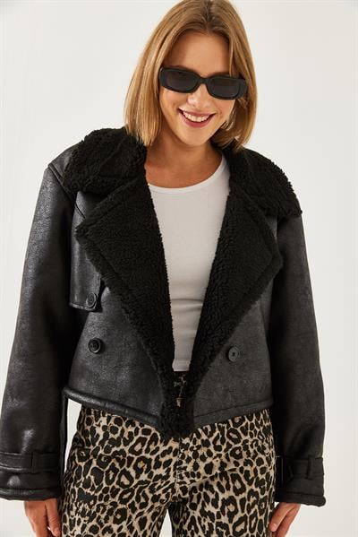 Aller Detay Crop Lamine Mont 2612 60351246 - Siyah