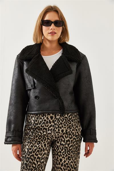 Aller Detay Crop Lamine Mont 2612 60351246 - Siyah