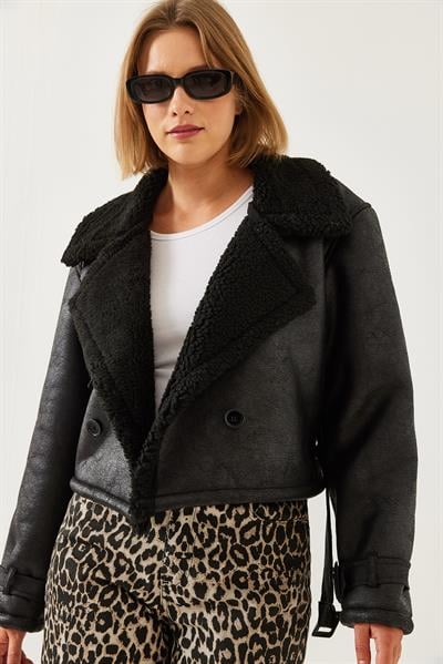 Aller Detay Crop Lamine Mont 2612 60351246 - Siyah