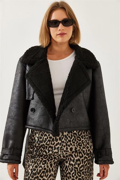 Aller Detay Crop Lamine Mont 2612 60351246 - Siyah