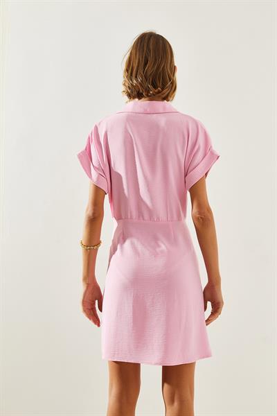 Kadın Aller Detaylı Asimetrik Kesim Duble Kol Polo Yaka Airobin Elbise 5931 60251683 - Pudra