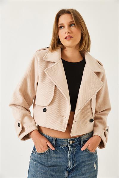 Allerli Diagonel Kısa Ceket 2620 60261102 - Bej