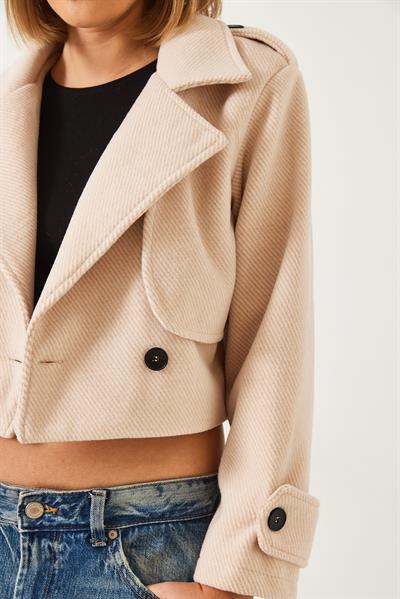 Allerli Diagonel Kısa Ceket 2620 60261102 - Bej