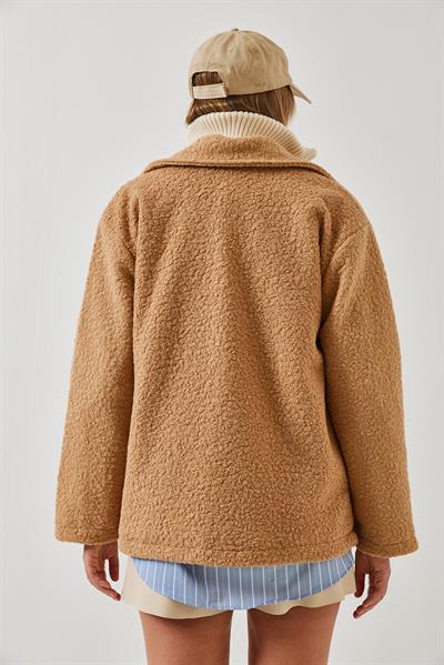 Kadın Ara Boy Buklet Ceket 2603 60351265 - Camel