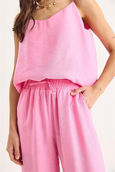 Kadın Askılı Dokuma Modal Bluz Pantolon Alt-Üst Takım 9298 60281024 - Şeker Pembe