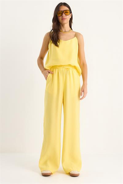 Kadın Askılı Dokuma Modal Bluz Pantolon Alt-Üst Takım 9298 60281024 - Limon Sarısı