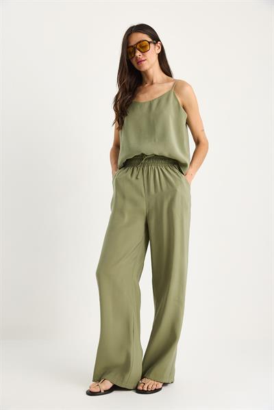 Kadın Askılı Dokuma Modal Bluz Pantolon Alt-Üst Takım 9298 60281024 - Açık Haki