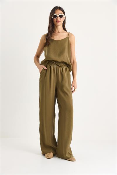 Kadın Askılı Dokuma Modal Bluz Pantolon Alt-Üst Takım 9298 60281024 - Haki