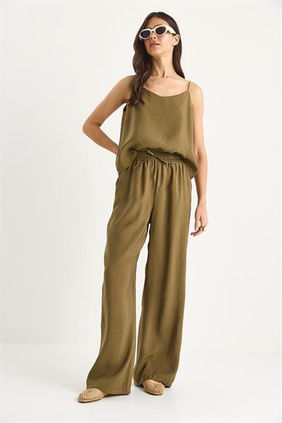 Kadın Askılı Dokuma Modal Bluz Pantolon Alt-Üst Takım 9298 60281024 - Haki