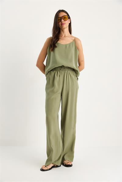 Kadın Askılı Dokuma Modal Bluz Pantolon Alt-Üst Takım 9298 60281024 - Açık Haki