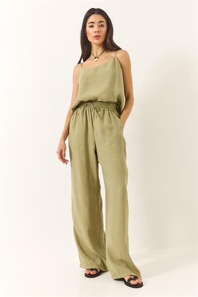 Kadın Askılı Dokuma Modal Bluz Pantolon Alt-Üst Takım 9298 60281024 - Çağla Yeşili