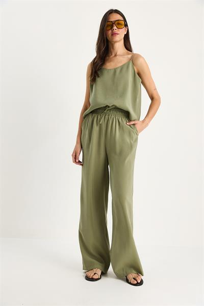 Kadın Askılı Dokuma Modal Bluz Pantolon Alt-Üst Takım 9298 60281024 - Açık Haki