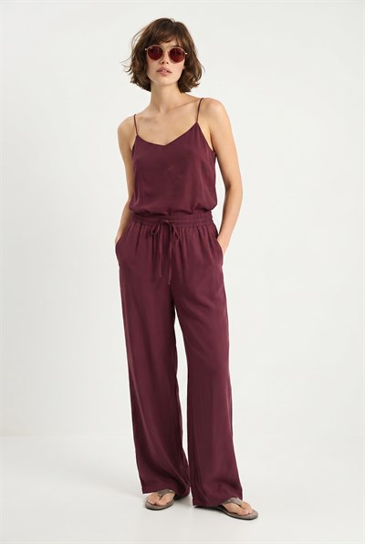Askılı Dokuma Modal Bluz Pantolon Alt-Üst Takım 9298 60281024 - Koyu Bordo
