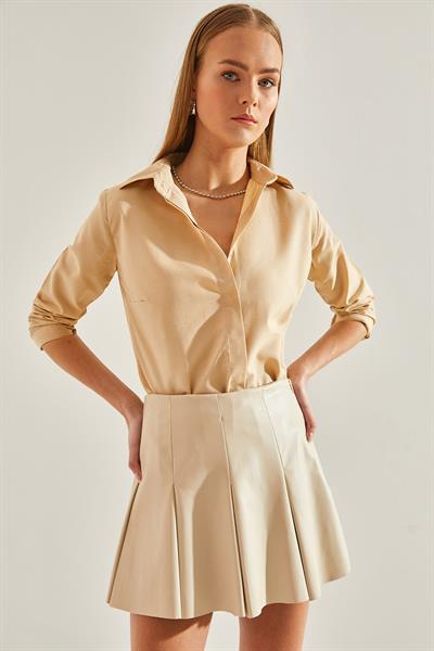 Kadın Basic Gömlek 60111011 - Taş