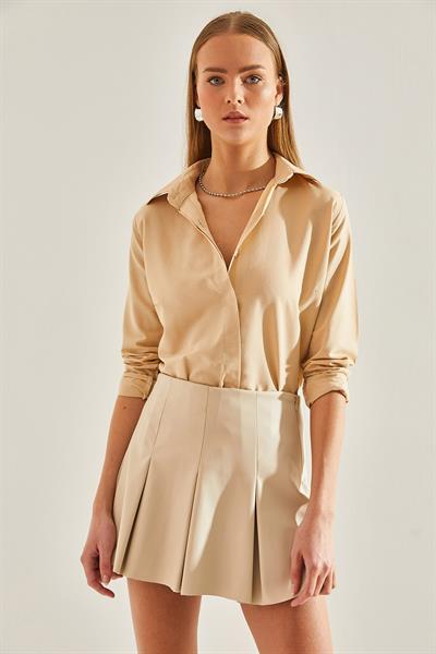 Kadın Basic Gömlek 60111011 - Taş