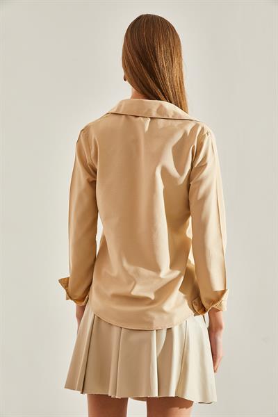 Kadın Basic Gömlek 60111011 - Taş