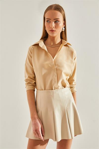 Kadın Basic Gömlek 60111011 - Taş