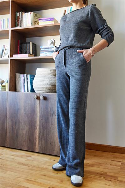 Kadın Beli Cırt Detaylı Basic Triko Alt-Üst Takım 60651006 - Antrasit