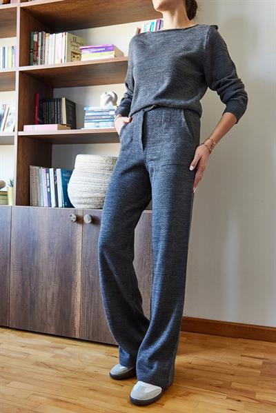 Kadın Beli Cırt Detaylı Basic Triko Alt-Üst Takım 60651006 - Antrasit