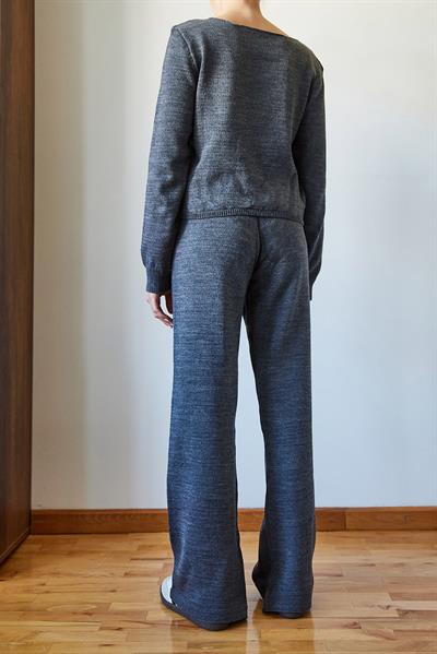 Kadın Beli Cırt Detaylı Basic Triko Alt-Üst Takım 60651006 - Antrasit