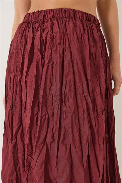 Kadın Beli Lastikli Crush Efektli Uzun Etek 60283112 - Bordo