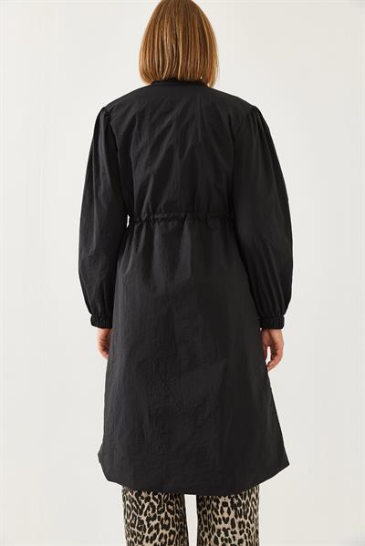 Kadın Beli Lastikli Uzun Yağmurluk 5939 60351240 - Siyah