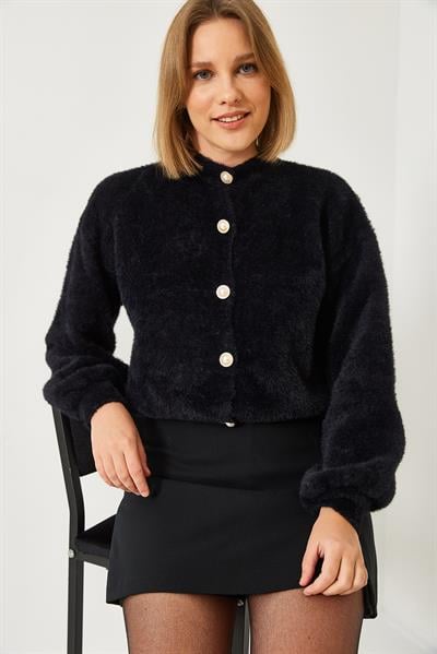 Beş Düğmeli Yumoş Triko Hırka 9013 60261167 - Siyah