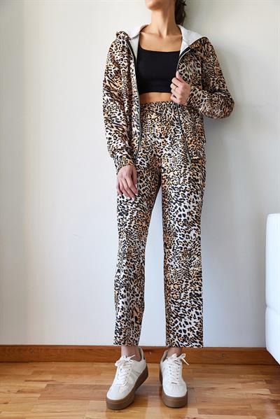 Leopar Desenli Alt-Üst Takım MBMS048 60501048 - Kahverengi