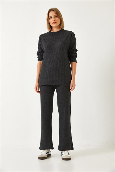 Kadın Bisiklet Yaka Basic Alt-Üst Takım 0036 60251871 - Füme