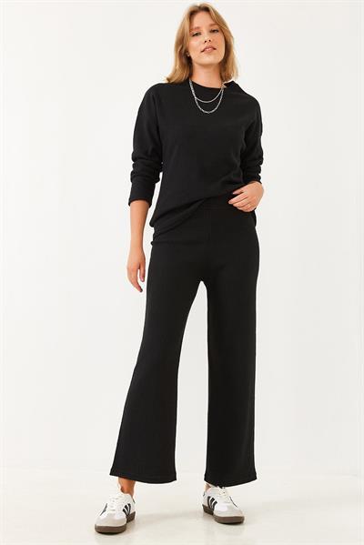 Kadın Bisiklet Yaka Basic Alt-Üst Takım 0036 60251871 - Siyah