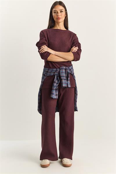 Kadın Bisiklet Yaka Basic Alt-Üst Takım 0036 60251871 - Patlıcan