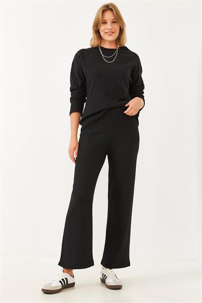 Kadın Bisiklet Yaka Basic Alt-Üst Takım 0036 60251871 - Siyah