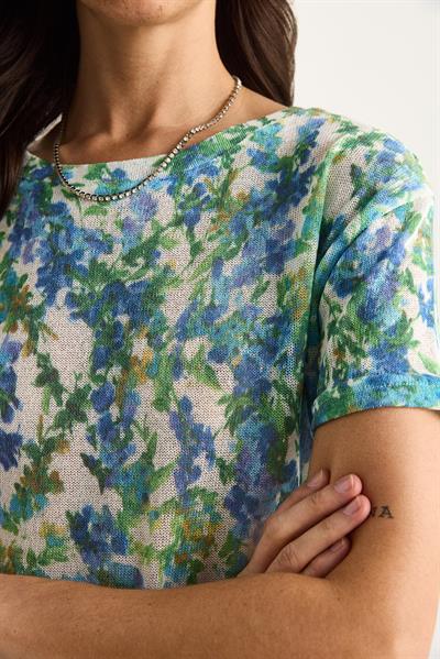 Kadın Bisiklet Yaka Desenli Dijital Baskılı Regular Yazlık Örme T-Shirt 60282015 - Mavi-Yeşil
