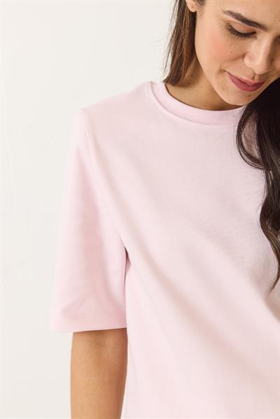 Kadın Bisiklet Yaka Vatkalı Pamuklu Basic T-Shirt 241134 60283128 - Açık Pudra
