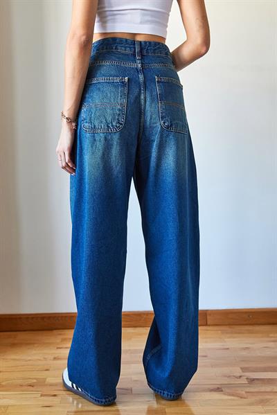 Kadın Bol Paça Denim Pantolon 490 60351106 - Mavi